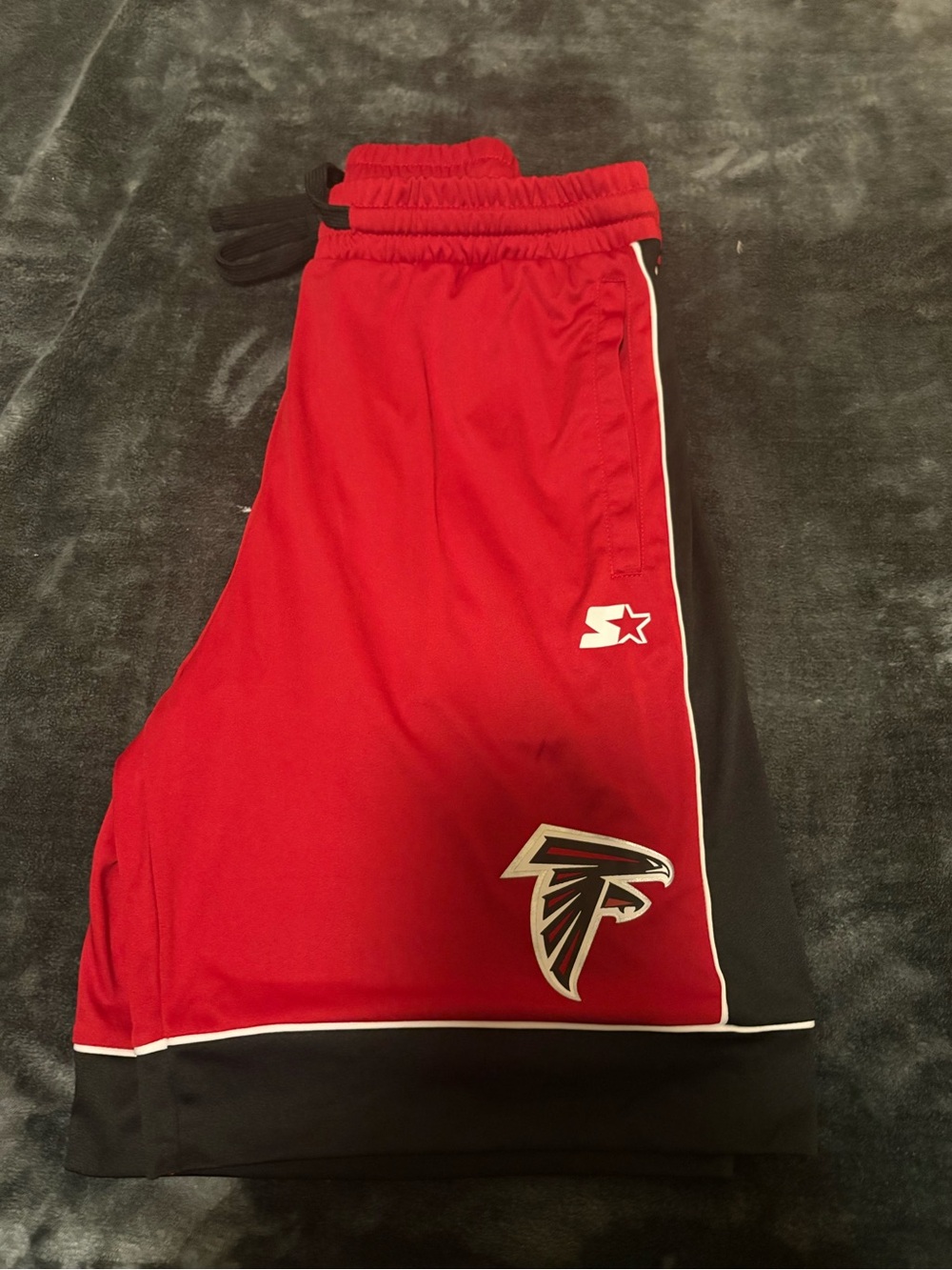 STARTER Red and Black Kids Athletic Shorts with Team Logo
